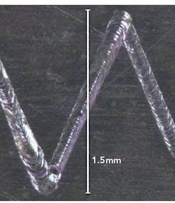 FIGURE 3. A sawtooth-shaped aluminum-to-stainless-steel weld. FIGURE 3. A sawtooth-shaped aluminum-to-stainless-steel weld.
