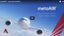 A still from the video (embedded below) on how metaAIR protects the occupants of aircraft from laser strikes. A still from the video (embedded below) on how metaAIR protects the occupants of aircraft from laser strikes.