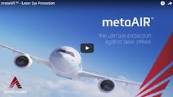 A still from the video (embedded below) on how metaAIR protects the occupants of aircraft from laser strikes.