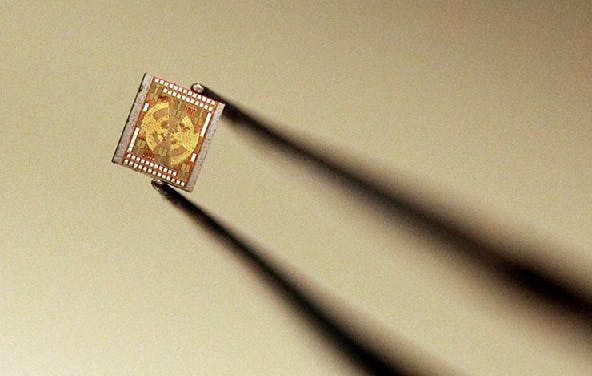 Princeton University researchers have drastically shrunk the equipment for producing terahertz radiation from a tabletop setup to a pair of microchips. This simpler, cheaper generation of terahertz has potential for advances in medical imaging, communications, and drug development.