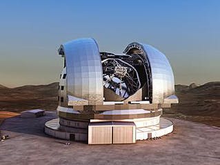 Artist&apos;s concept of the European Extremely Large Telescope (E-ELT; Cerro Armazones, Chile), scheduled for first light in 2024.
