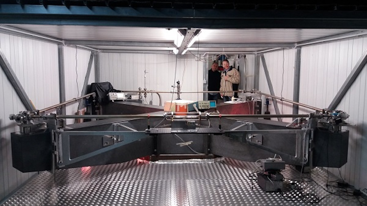 The GINGERino ring laser gyroscope has a square cavity with a side length of 3.6 m. (Image credit: Belfi et al./INFN Sezione di Pisa)