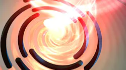 The spiral motion of a light-stimulated electron wave (plasmon) on a metal surface is recorded as an individual image at ultrafast time intervals of 100 quintillionths of a second.