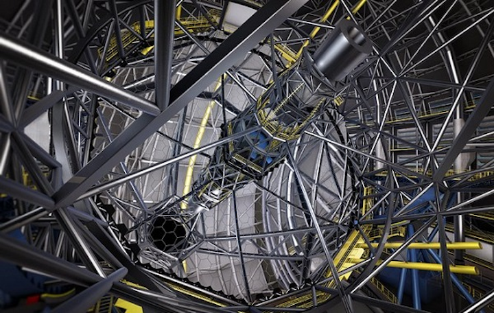 This artist's rendering shows the huge segmented primary mirror of the ESO Extremely Large Telescope (ELT). (Image credit: ESO/L. Calcada)