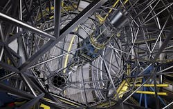 This artist&apos;s rendering shows the huge segmented primary mirror of the ESO Extremely Large Telescope (ELT).