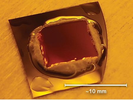 FIGURE 1. The semiconductor membrane is shown glued to the silicon carrier wafer.