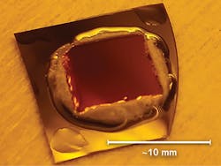 FIGURE 1. The semiconductor membrane is shown glued to the silicon carrier wafer. FIGURE 1. The semiconductor membrane is shown glued to the silicon carrier wafer.