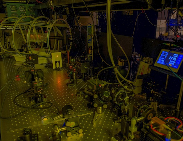 With NASA technology development funding, a Goddard team of scientists and engineers will advance a sodium lidar instrument for use in space. This image shows the laboratory breadboard. (Image credit: NASA/W. Hrybyk)