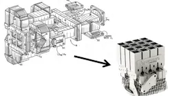 Optisys redesigned a large, multi-part antenna assembly (left) into a palm-sized, lighter, one-piece, 3D-printed metal antenna (right). The component was manufactured with a Concept Laser machine to provide optimum radio frequency (RF) performance.