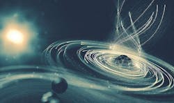 In this illustration, an ultra-intense X-ray laser pulse from SLAC’s Linac Coherent Light Source knocks so many electrons out of a molecule’s iodine atom (right) that the iodine starts pulling in electrons from the rest of the molecule (lower left), like an electromagnetic version of a black hole. Many of the stolen electrons are also knocked out by the laser pulse; then the molecule explodes. In this illustration, an ultra-intense X-ray laser pulse from SLAC’s Linac Coherent Light Source knocks so many electrons out of a molecule’s iodine atom (right) that the iodine starts pulling in electrons from the rest of the molecule (lower left), like an electromagnetic version of a black hole. Many of the stolen electrons are also knocked out by the laser pulse; then the molecule explodes.