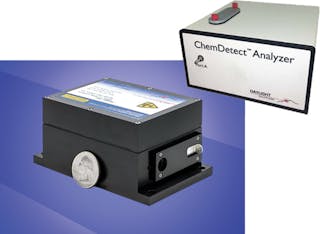 FIGURE 3. The Hedgehog rapid-scan mid-IR laser by Daylight Solutions is the light source for the company&apos;s ChemDetect IR-laser-based rapid-scan spectrometer (inset).