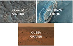 The three possible destinations for Mars 2020. The three possible destinations for Mars 2020.