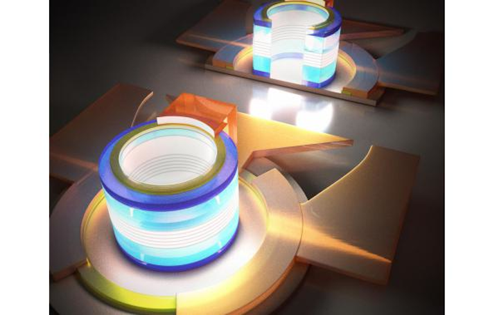 Electrically pumped quantum-dot near-IR microlaser on silicon has submilliamp threshold