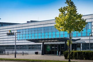 Heliatek headquarters is shown with the active HeliaFilm facade.