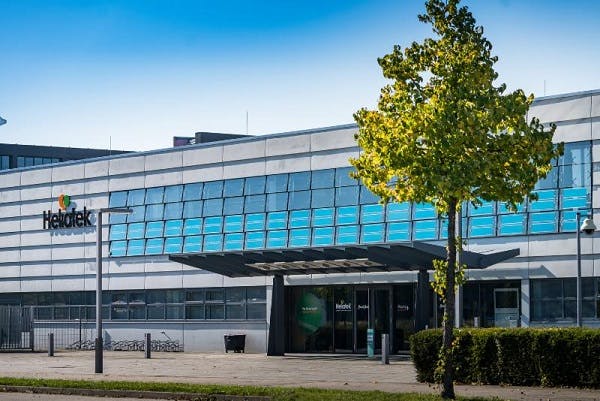 Heliatek headquarters is shown with the active HeliaFilm facade.
