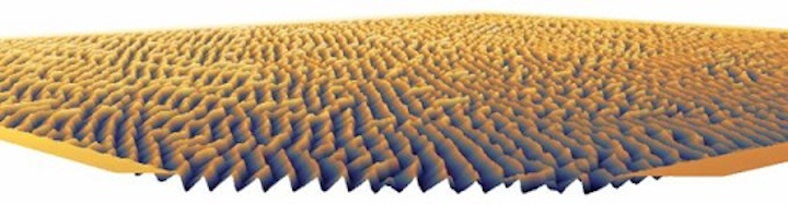 Topography image of a nanoimprint stamp of a 3D computer-generated hologram fabricated with the NanoFrazor from SwissLitho. Stamps such as these can be used to replicate 3D structures in high volume using the HERCULES NIL nanoimprint lithography system from EV Group. (Image credit: SwissLitho)