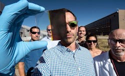 Lance Wheeler (front) developed a switchable photovoltaic window along with (from left) Nathan Neale, Robert Tenent, Jeffrey Blackburn, Elisa Miller, and David Moore.