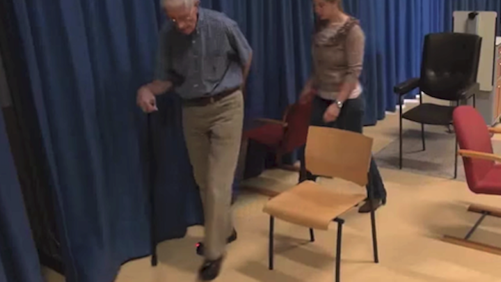 Laser guide shoes prevent 'freezing' in Parkinson patients trying to walk (see the videos)