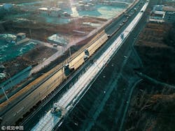 Workers are installing photovoltaic devices on the southern ring road of Jinan, East China's Shandong province. Workers are installing photovoltaic devices on the southern ring road of Jinan, East China's Shandong province.