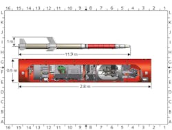 FIGURE 1. For the MAIUS mission that demonstrated the first Bose-Einstein-Condensate in space, the complete experimental setup fit into a pressurized chamber measuring 50 cm in diameter and 2.79 m long inside the rocket.