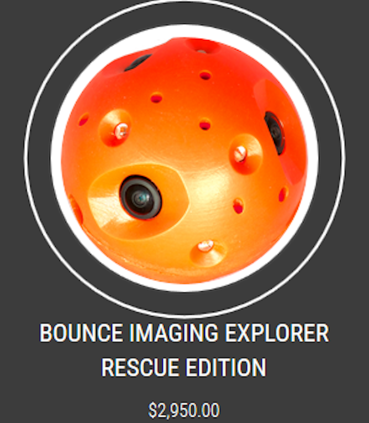 Shown is a ‘throwable' spherical-shaped camera that can enter tactical areas to improve the safety of first responders while providing a 360 degree view of its surroundings. (Image credit: Bounce Imaging)