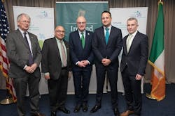 Pictured at the United States Institute of Peace in Washington DC, professor Eoin O'Reilly, interim CEO of the Tyndall National Institute, Cork, with Sunit Rikhi, non-executive director & executive consultant for Rockley Photonics, prof Mark Ferguson, director general of Science Foundation Ireland and chief scientific adviser to the Government of Ireland, An Taoiseach Leo Varadkar TD, and Patrick Morrissey, centre manager of the SFI Research Centre IPIC. Pictured at the United States Institute of Peace in Washington DC, professor Eoin O'Reilly, interim CEO of the Tyndall National Institute, Cork, with Sunit Rikhi, non-executive director & executive consultant for Rockley Photonics, prof Mark Ferguson, director general of Science Foundation Ireland and chief scientific adviser to the Government of Ireland, An Taoiseach Leo Varadkar TD, and Patrick Morrissey, centre manager of the SFI Research Centre IPIC.