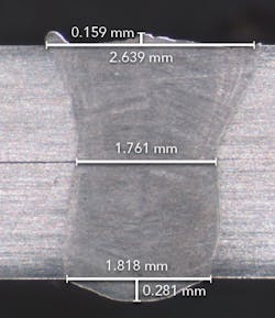 FIGURE 6. Bridging of large gaps with beam oscillation and wire feed using a multimode fiber laser is shown. FIGURE 6. Bridging of large gaps with beam oscillation and wire feed using a multimode fiber laser is shown.