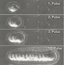 FIGURE 7. Pulsed welding with beam deflection is shown. FIGURE 7. Pulsed welding with beam deflection is shown.