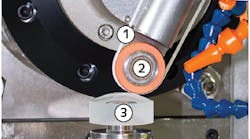 FIGURE 1. With five axes of computer-controlled motion, UltraForm Finishing (UFF) is capable of polishing aspheric and freeform surfaces. FIGURE 1. With five axes of computer-controlled motion, UltraForm Finishing (UFF) is capable of polishing aspheric and freeform surfaces.