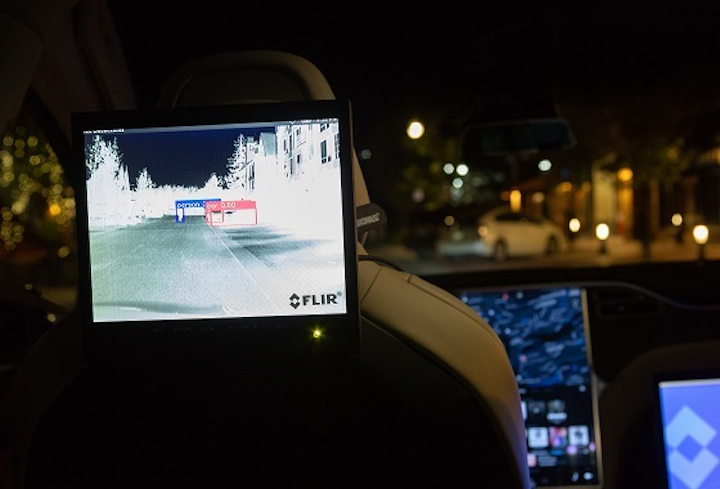 FLIR is providing thermal imaging data of obstacles encountered during driving, to assist in improving autonomous vehicle navigation. (Image credit: FLIR)