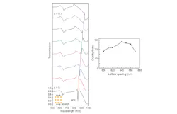 A simulation of a stretchable metal-nanoparticle-filled elastomer shows tunability from wavelengths of 850 to about 950 nm via stretching of the lattice spacing from 600 to 670 nm.
