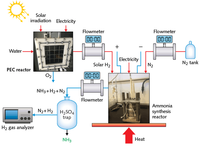FIGURE 2. An ammonia production system uses photoelectrochemical hydrogen.