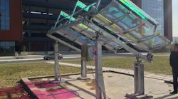 A new type of concentrating solar panel still harvests solar energy for electricity generation, but lets red and blue light go through to illuminate crops growing underneath, without sacrificing growth performance.
