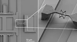 Shown is a 3D microstructure printed on a MEMS actuator.