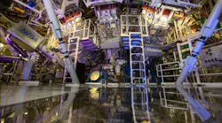 NIF's target chamber is where the magic happens--temperatures of 100 million degrees and pressures extreme enough to compress the target to densities up to 100 times that of lead are created there.