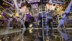 NIF's target chamber is where the magic happens--temperatures of 100 million degrees and pressures extreme enough to compress the target to densities up to 100 times that of lead are created there. NIF's target chamber is where the magic happens--temperatures of 100 million degrees and pressures extreme enough to compress the target to densities up to 100 times that of lead are created there.