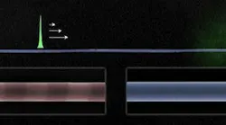 Overlaid scanning electron microscopy (SEM) and optical images show an ENGRAVE nanowire that is periodically modulated at one end.