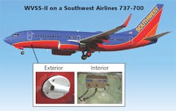 FIGURE 3. A B737-700 equipped with WVSS-II uses 2f TDLAS to provide continuous atmospheric water vapor measurements to benefit meteorological applications. FIGURE 3. A B737-700 equipped with WVSS-II uses 2f TDLAS to provide continuous atmospheric water vapor measurements to benefit meteorological applications.