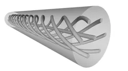 FIGURE 1. Three-dimensional shape sensing promises to facilitate procedures such as coronary angioplasty with highly accurate GPS-like guidance provided by feedback from the optical fiber, which exhibits strain when bent; this application is enabled by a highly complex optical fiber such as the spun seven-core SM-7C 1500(6.1/125).