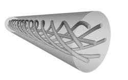FIGURE 1. Three-dimensional shape sensing promises to facilitate procedures such as coronary angioplasty with highly accurate GPS-like guidance provided by feedback from the optical fiber, which exhibits strain when bent; this application is enabled by a highly complex optical fiber such as the spun seven-core SM-7C 1500(6.1/125). FIGURE 1. Three-dimensional shape sensing promises to facilitate procedures such as coronary angioplasty with highly accurate GPS-like guidance provided by feedback from the optical fiber, which exhibits strain when bent; this application is enabled by a highly complex optical fiber such as the spun seven-core SM-7C 1500(6.1/125).