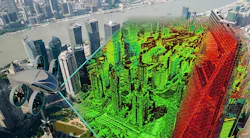 A conceptual image shows how a vertical take-off and landing craft from VRCO (at left) will use lidar data from solid-state Quanergy sensors to improve situational awareness and safety of its passenger aircraft. A conceptual image shows how a vertical take-off and landing craft from VRCO (at left) will use lidar data from solid-state Quanergy sensors to improve situational awareness and safety of its passenger aircraft.