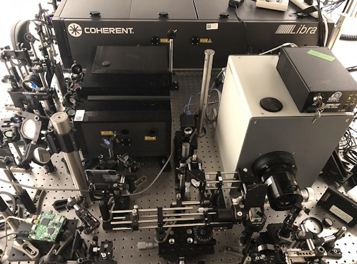 Shown is the trillion-frame-per-second compressed ultrafast photography system. (Image credit: INRS)