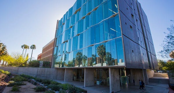 The Meinel Optical Sciences building houses the University of Arizona College of Optical Sciences, which recently received a $20 million gift from founding dean James Wyant and his family.