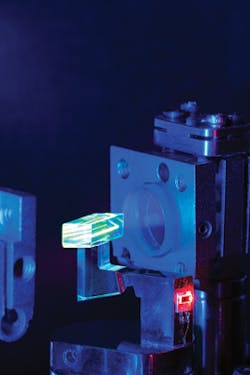 FIGURE 5. An optical cooler keeps an HgCdTe sensor at cryogenic temperatures without producing vibration via laser-cooling a ytterbium-doped fluoride crystal.