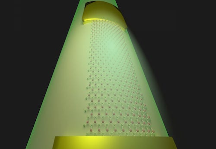Rice researchers transfer 10-nm-thick photodetector with gold electrodes onto an optical fiber