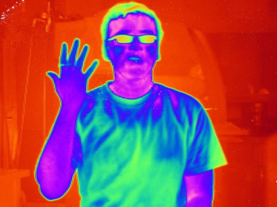 This image of Northwestern University graduate student Paritosh Manurkar was taken with the world's first LWIR FPA camera based on Type-II superlattices.