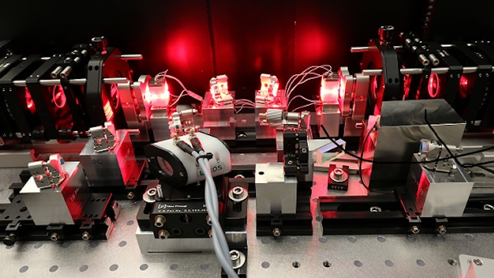 A laboratory demonstration shows a diode-pumped alexandrite laser for climate-relevant measurements in high-altitude atmospheres. (Image credit: Fraunhofer ILT)