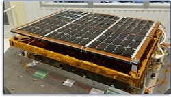 High-efficiency thin-film triple-junction PV panel from Sharp being tested in space