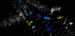 One single Doppler colored lidar frame instantly shows velocity and range of traffic and pedestrians without any interference. One single Doppler colored lidar frame instantly shows velocity and range of traffic and pedestrians without any interference.