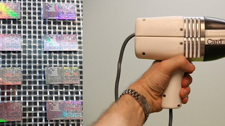 Silicon-photonics-based chips (left) have been integrated into a medical device (right) to perform laser Doppler vibrometry (LDV) on a patient's skin to deduce metrics for arterial stiffness and to diagnose cardiovascular diseases. (Image credit: Imec)